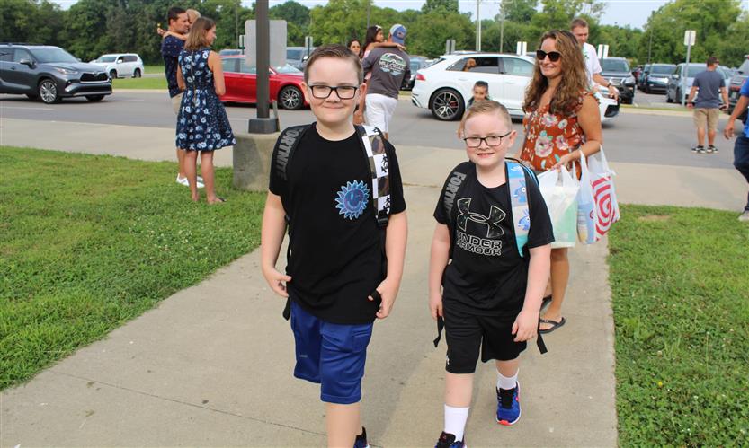Students walk to school